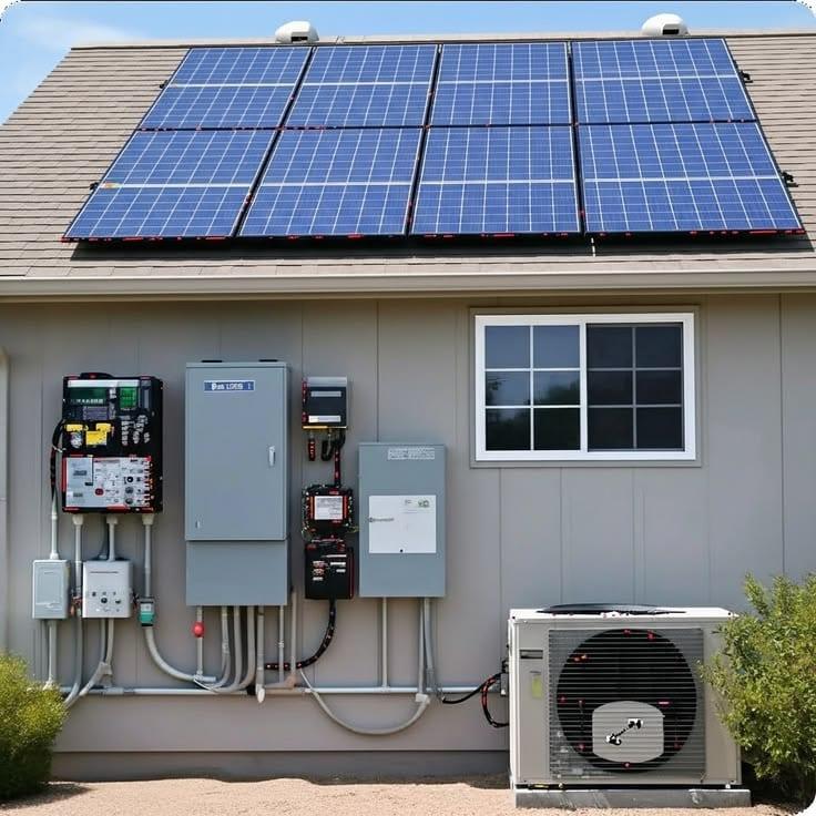Installation d'un système solaire avec batterie de stockage par un technicien